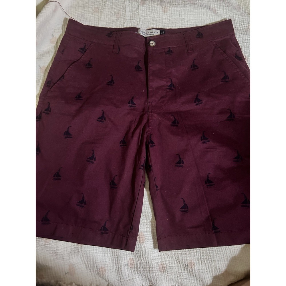 Hudson & Barrow Men's Shorts Sailboat Size‎ 33 Casual  Burgundy